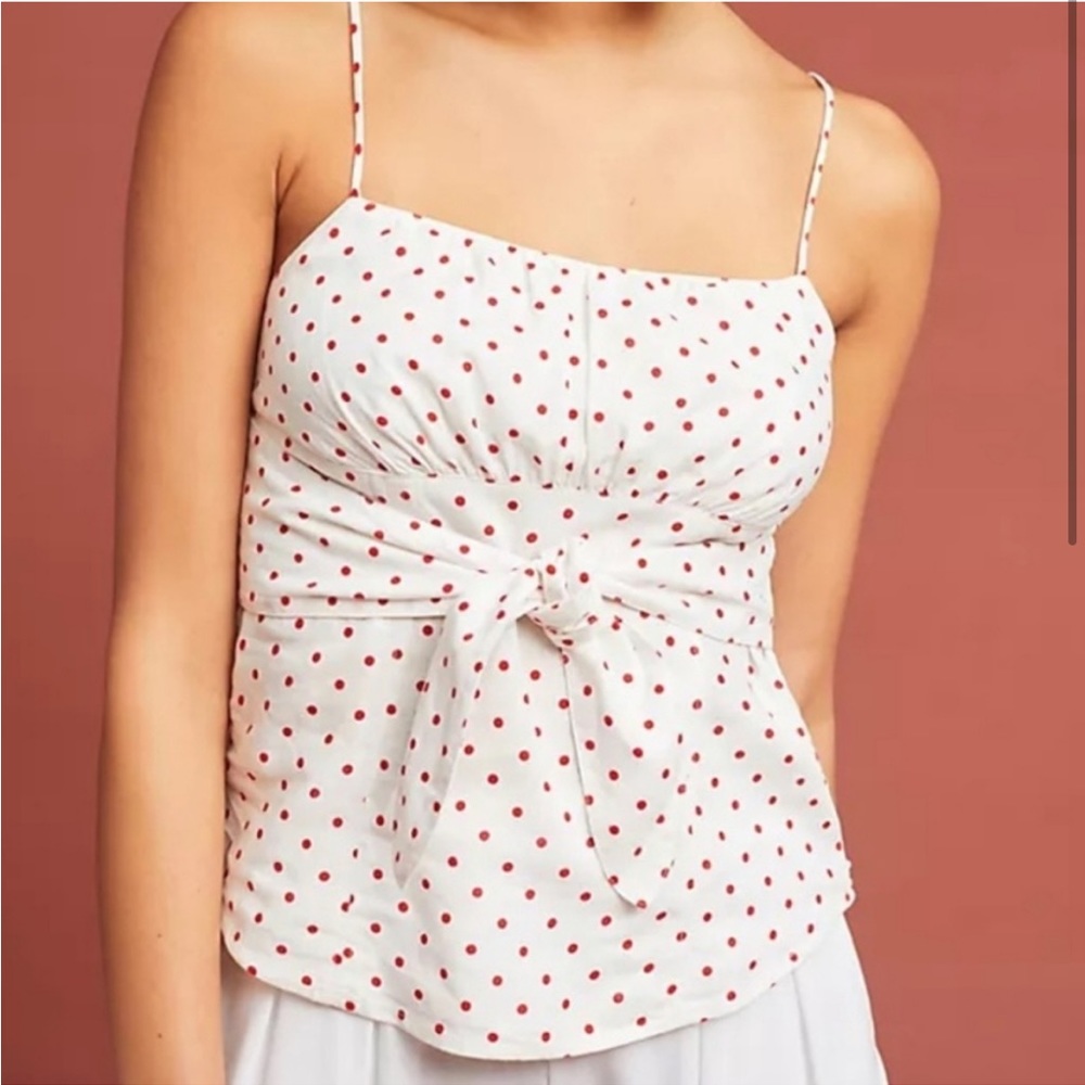 Maeve by Anthropologie Red & White Polka Dot Tank Top